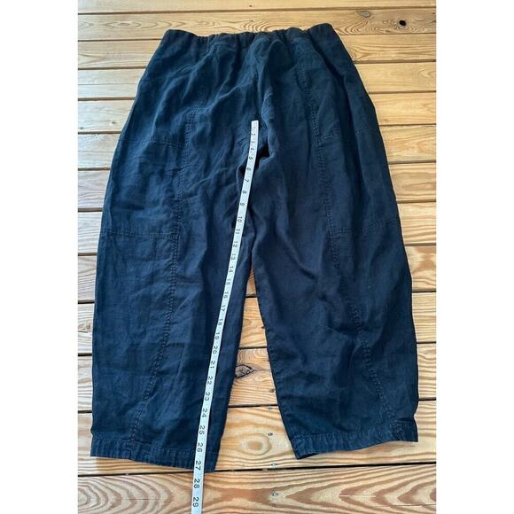 Eileen Fisher Linen Cropped Pants Size Large Women’s Black Drawstring - Picture 6 of 8